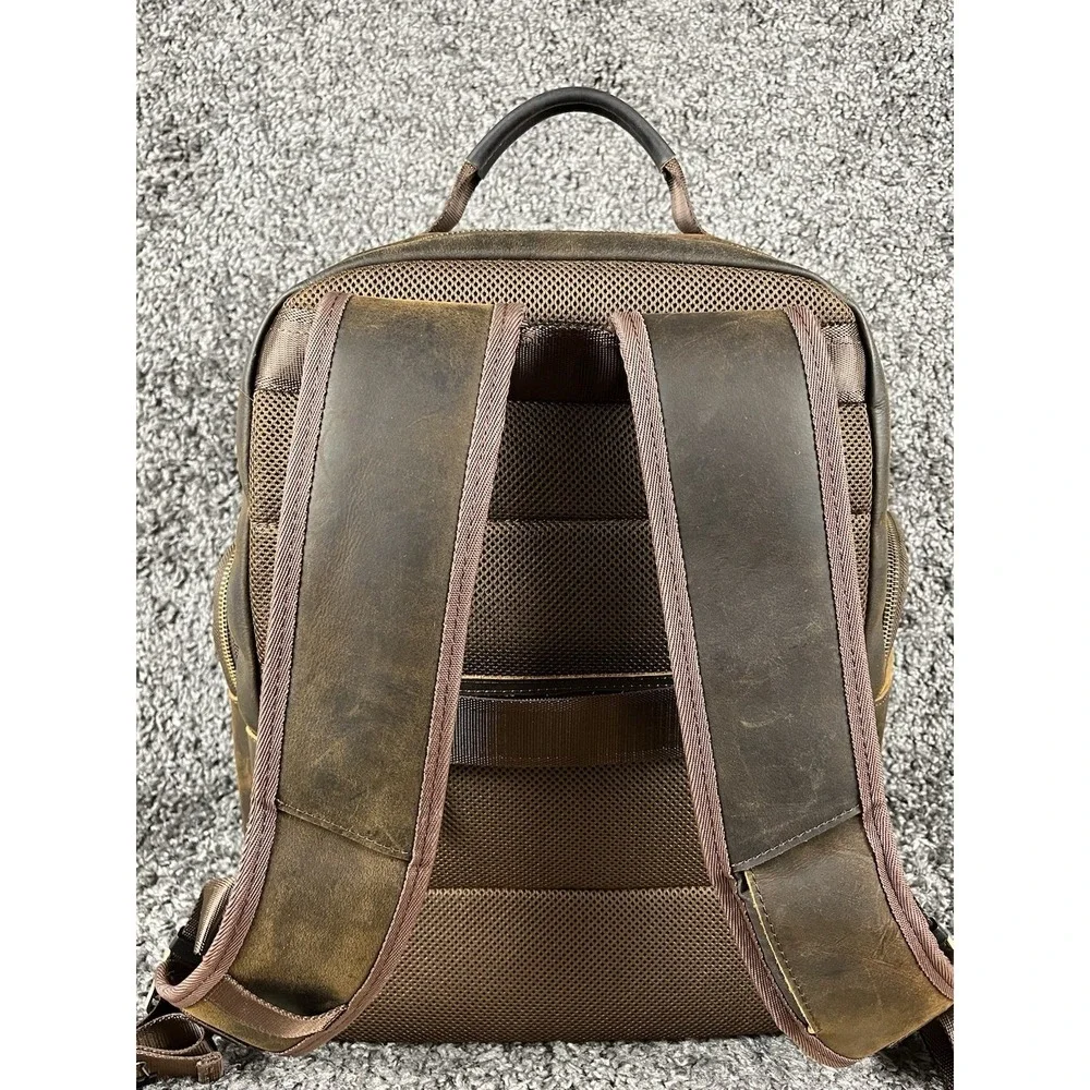 TIDING Men's Vintage Leather Backpack 15.6